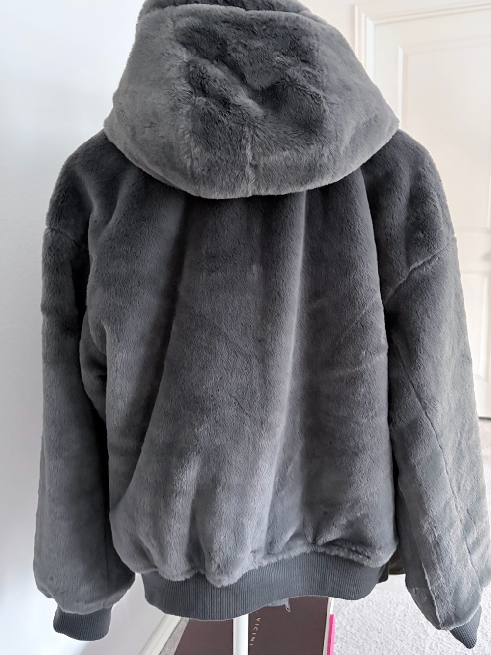 ZARA REVERSIBLE LEATHER BOMBER JACKET GRAY LARGE - Picture 8 of 14